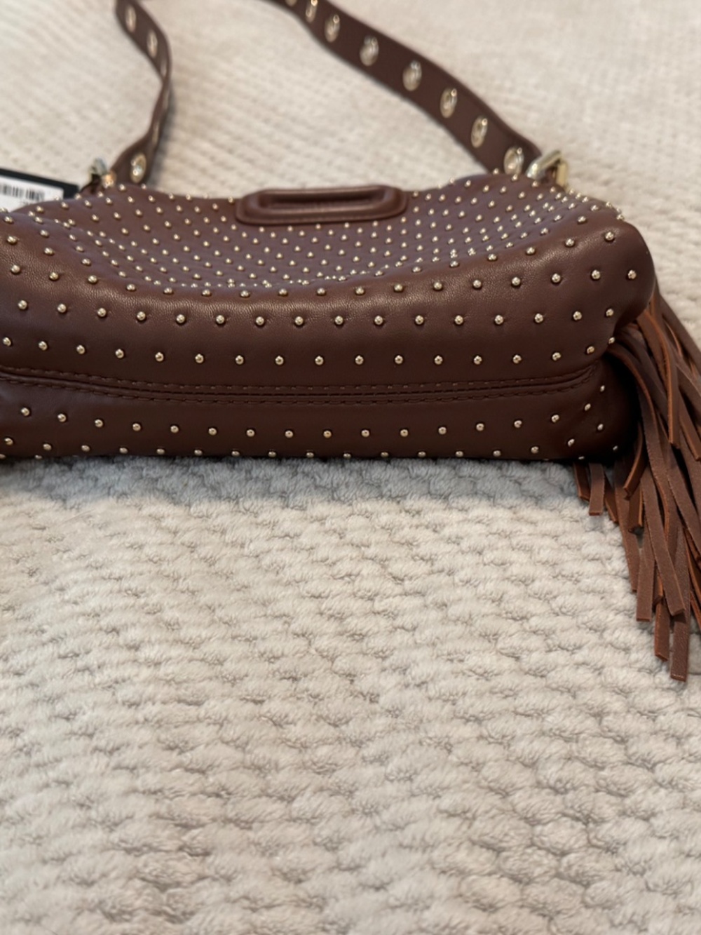 Maje Miss M Mini Brown Leather Studded Cross-body Bag - NWT - Picture 13 of 15